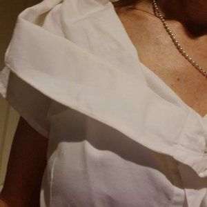 United Colors of Benetton White Sleeveless Buffed Collar Blouse